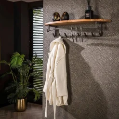 Giga Living Kapstok Acaciahout - 8-Haken - 100x30x20cm - Round Outlet