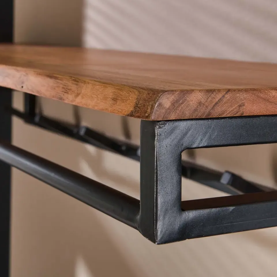 Dimehouse Kapstok Henry acaciahout 6 haken - 35x100x17 cm - Hout - Bruin Outlet