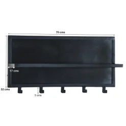 Livingfurn Kapstok Mangohout Zwart - 17x70x32cm - Kapstok Brix Caro Clearance