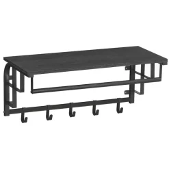 Merkloos Kapstok met Plank - Hangende Wandkapstok - 66cm - Zwart New