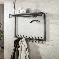 Giga Living Kapstok Zwart Metaal - 20-Haaks - 100x27x80cm - Roede Hot