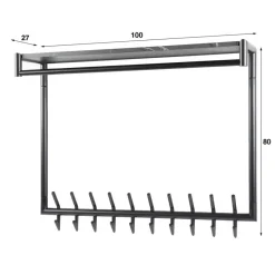 Giga Living Kapstok Zwart Metaal - 20-Haaks - 100x27x80cm - Roede Hot