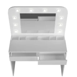 Trasman Kaptafel Holly met spiegel en verlichting 2 lades spaanplaat - wit Sale