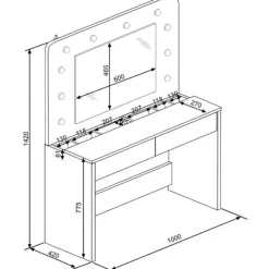 Trasman Kaptafel Holly met spiegel en verlichting 2 lades spaanplaat - wit Sale