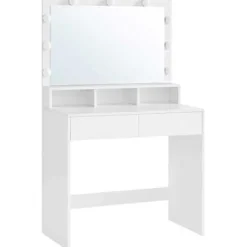 Vasagle Kaptafel met 9 LED lampen, spiegel, 2 laden, 3 open vakken