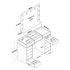 Arabic House Kaptafel Wit/Glas - Incl. Spiegel - 120x44,5x79,8cm - Beyas Clearance