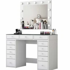 Arabic House Kaptafel Wit/Glas - Incl. Spiegel - 120x44,5x79,8cm - Beyas Clearance