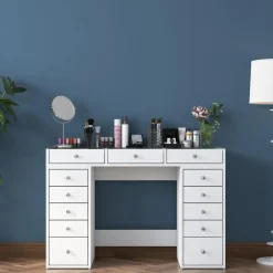 Arabic House Kaptafel Wit/Glas - 120x44,5x79,8cm - Beyas Sale