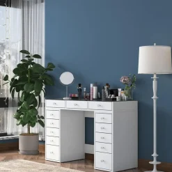 Arabic House Kaptafel Wit/Glas - 120x44,5x79,8cm - Beyas Sale