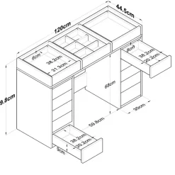 Arabic House Kaptafel Wit/Glas - 120x44,5x79,8cm - Beyas Sale