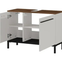 Germania Kast voor onder wastafel Charlisa met 2 deuren en 2 legplanken - walnoot/greige New