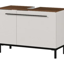 Germania Kast voor onder wastafel Charlisa met 2 deuren en 2 legplanken - walnoot/greige New