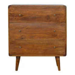 Artisan Furniture Kastanje Gebogen Ladekast met 3 Laden Best