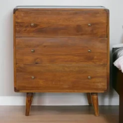 Artisan Furniture Kastanje Gebogen Ladekast met 3 Laden Best