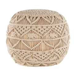 Beliani KAYSERI - Poef - Beige - 40 cm - Katoen Best