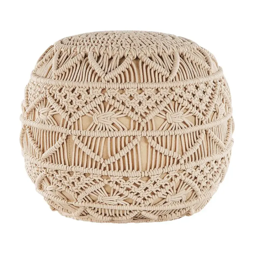 Beliani KAYSERI - Poef - Beige - 40 cm - Katoen Best