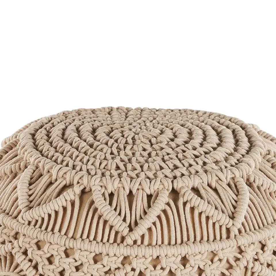 Beliani KAYSERI - Poef - Beige - 40 cm - Katoen Best