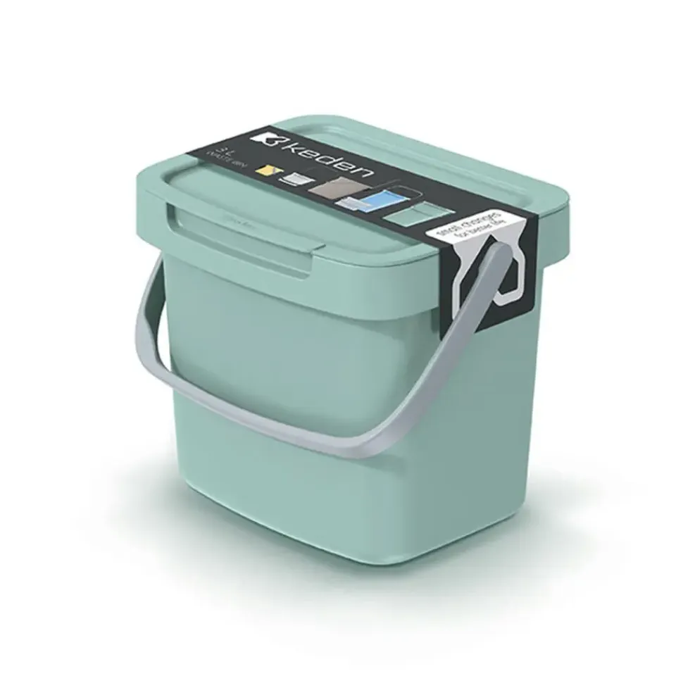 Keden GFT aanrecht afvalbak - mintgroen - 3L - 19 x 17 x 15 cm Sale