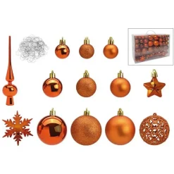 Merkloos Kerstballen - 110 stuks - met piek - koper - kunststof - 3-6 cm