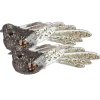 Merkloos Kerstboomversiering Vogel - 2x stuks - 10 cm - Bruin glitter