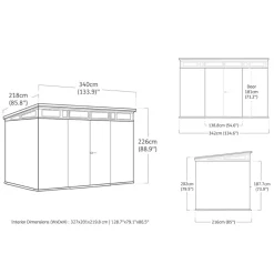 Keter Cortina 117 Tuinhuis - 342x218x226cm - Grijs Outlet