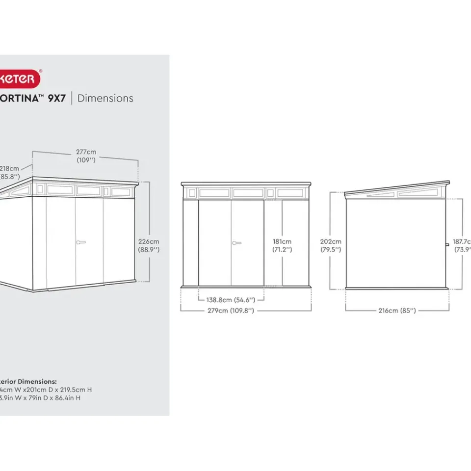 Keter Cortina 97 Tuinhuis - 277x218x226cm - Grijs Clearance