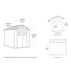 Merkloos Keter Darwin 68 Tuinhuis - dubbele deuren + ramen - 190x244x221 - Groen Discount