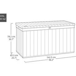 Keter Darwin Opbergbox - 570L - 142.5x65.5x78.2cm - Grijs Hot