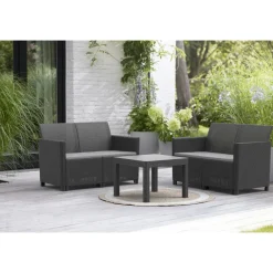 Keter Marie Essential Loungeset + Orlando tafel - 4 personen - Antraciet Best