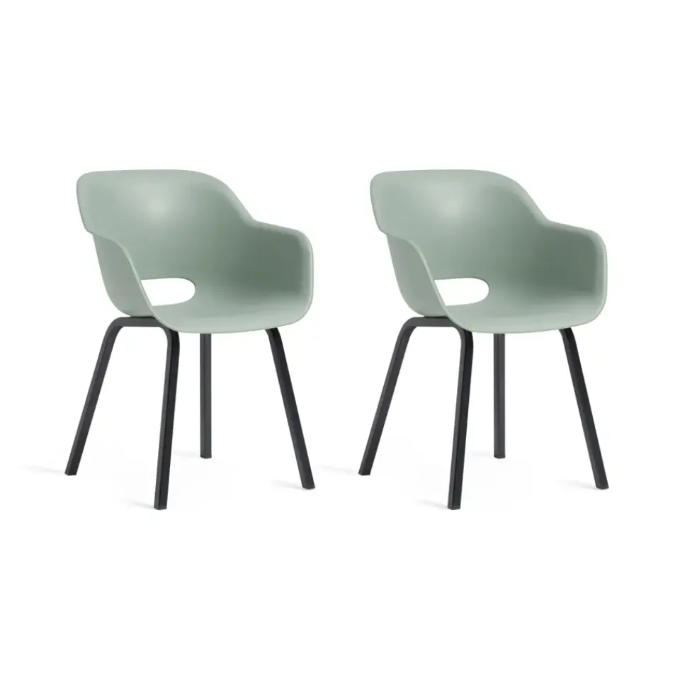 Keter Noa Tuinstoel - 2 stuks - 55x56.5x80cm - metalen onderstel - Vintage green Online