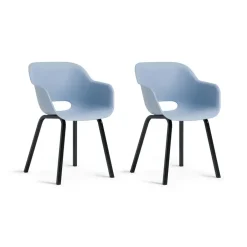 Keter Noa Tuinstoel - 2 stuks - 55x56.5x80cm - metalen onderstel - Blauw Outlet