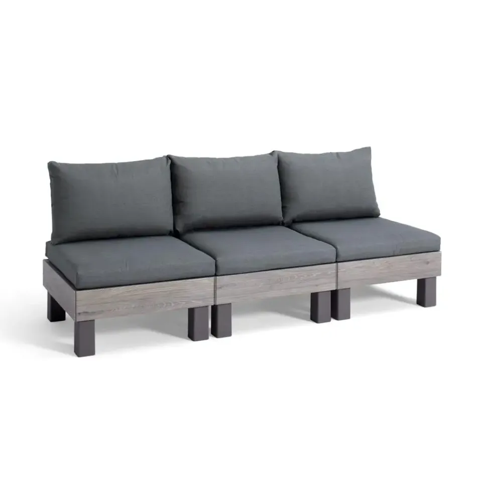 Keter Signature Elements 3-zits Loungebank - met groene kussens - Cappuccino Clearance