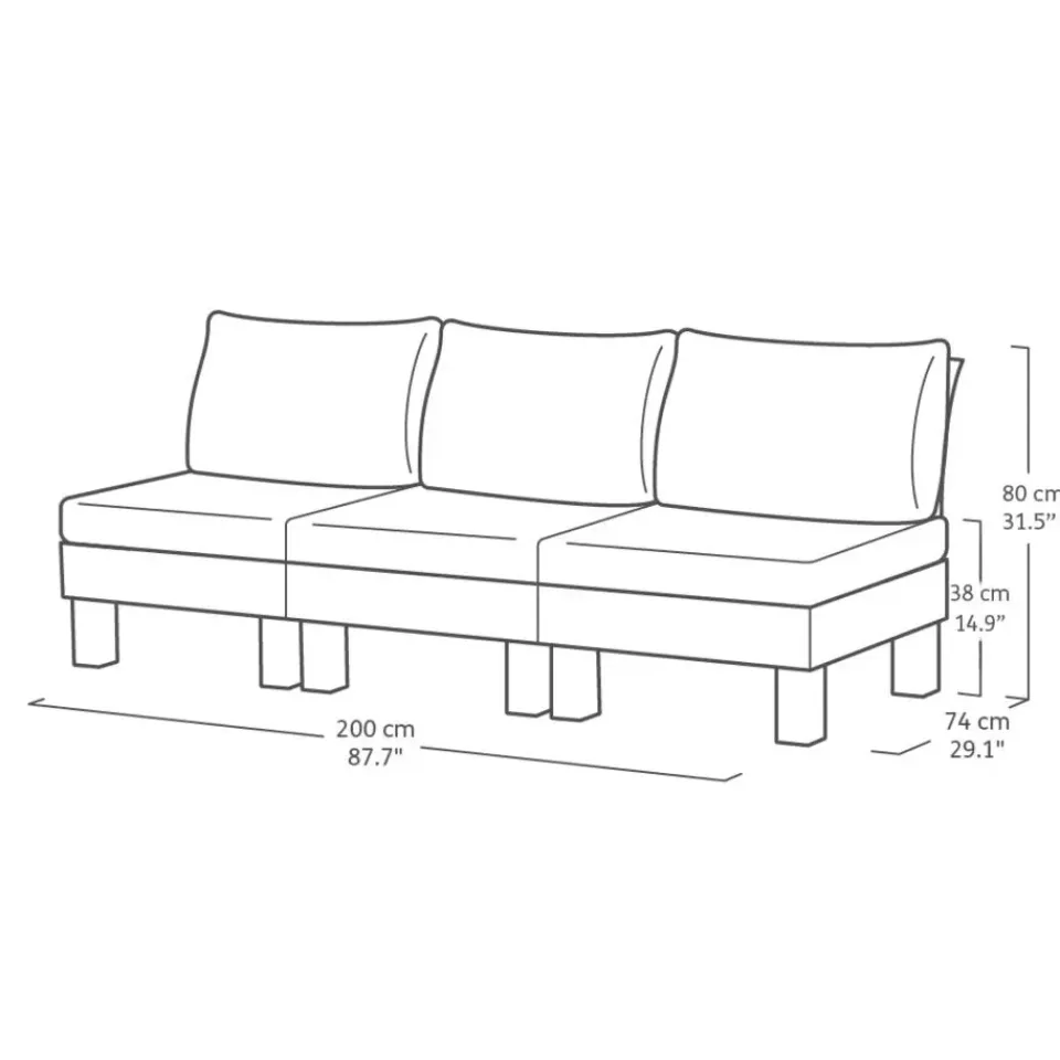 Keter Signature Elements 3-zits Loungebank - met groene kussens - Cappuccino Clearance