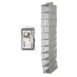 Kipit Kledingkast organizer - 10 vaks - grijs - 15 x 28 x 118 cm Outlet