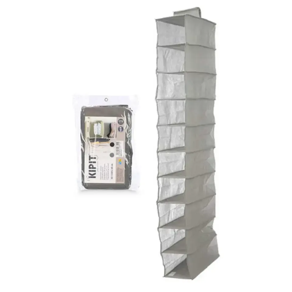 Kipit Kledingkast organizer - 10 vaks - grijs - 15 x 28 x 118 cm Outlet