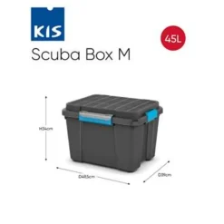 KIS Scuba box M - 45L - zwart/blauwe clips Outlet