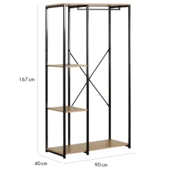 Merkloos Kledingkast - Open Kast - 176x90x40 cm - MDF lichte Eik & Metaal Hot