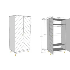 Vipack Kledingkast Billy 2 deuren MDF - wit/goud Online