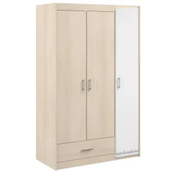 Leen Bakker Kledingkast Charly 3-deurs - acaciakleur - 180x112x52 cm Outlet