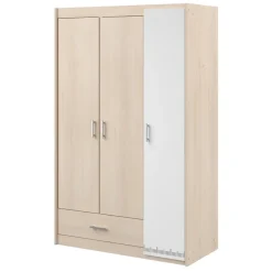 Leen Bakker Kledingkast Charly 3-deurs - acaciakleur - 180x112x52 cm Outlet