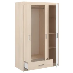 Leen Bakker Kledingkast Charly 3-deurs - acaciakleur - 180x112x52 cm Outlet