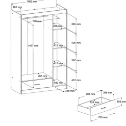 Leen Bakker Kledingkast Charly 3-deurs - acaciakleur - 180x112x52 cm Outlet