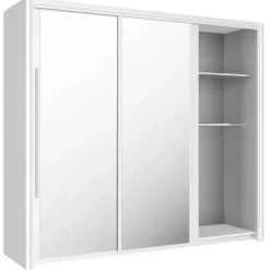 Gami Kledingkast Cody 231cm met 3 schuifdeuren & spiegel - wit Online