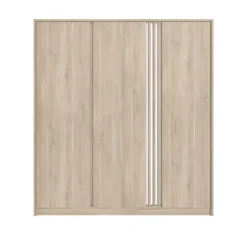 Leen Bakker Kledingkast Evi 3-deurs - eikenkleur - 203x185x52 cm