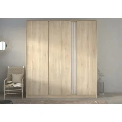 Leen Bakker Kledingkast Evi 3-deurs - eikenkleur - 203x185x52 cm