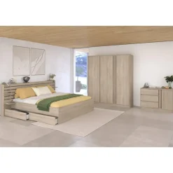 Leen Bakker Kledingkast Evi 3-deurs - eikenkleur - 203x185x52 cm