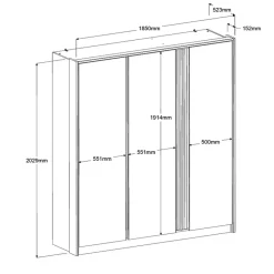 Leen Bakker Kledingkast Evi 3-deurs - eikenkleur - 203x185x52 cm