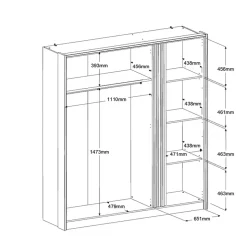 Leen Bakker Kledingkast Evi 3-deurs - eikenkleur - 203x185x52 cm