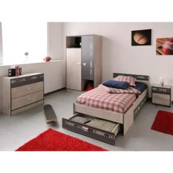 Leen Bakker Kledingkast Fabric - eikenkleur/grijs - 181,5x101,4x50,5 cm Clearance