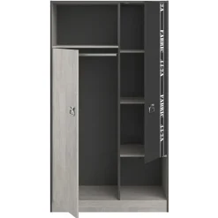 Leen Bakker Kledingkast Fabric - eikenkleur/grijs - 181,5x101,4x50,5 cm Clearance